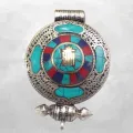 Pendentif bouddhiste Kalachakra boîte poison - Pendentifs tibétains bouddhistes