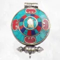Bijou tibétain pendentif poison ghau Kalachakra - Pendentifs tibétains bouddhistes