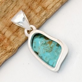 Pendentif Turquoise Kingman Brute – Argent 925 | Eveil Oriental
