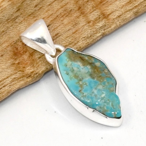 Pendentif Turquoise Kingman Asymétrique – Argent 925
