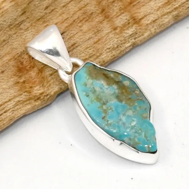 Pendentif Turquoise Kingman brute asymétrique - Bijoux en Turquoise Kingman