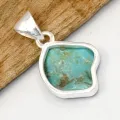 Pendentif argent Turquoise Kingman brute asymétrique - Bijoux en Turquoise Kingman