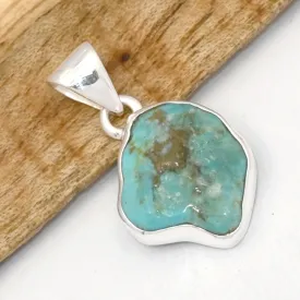 Pendentif argent Turquoise Kingman brute asymétrique - Bijoux en Turquoise Kingman