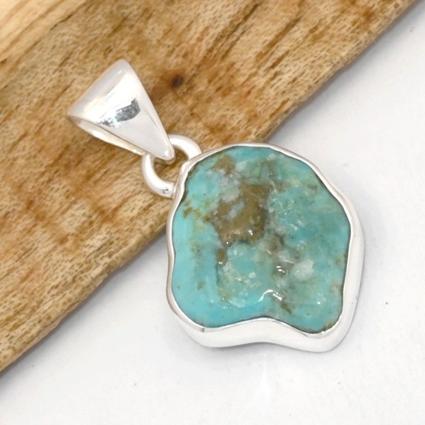Pendentif Argent Turquoise Kingman Asymétrique