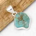 Pendentif argent Turquoise Kingman brute asymétrique - Bijoux en Turquoise Kingman