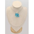 Gros Pendentif Turquoise Kingman – Bélière Ajourée, Argent 925