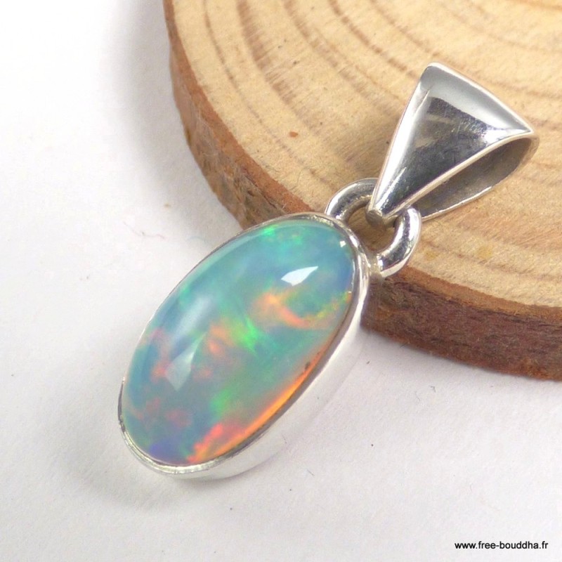 Pendentif Opale Ethiopienne welo oval allongé - Bijoux en Opale Ethiopienne