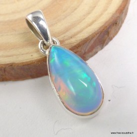 Pendentif goutte Opale welo éthiopienne multicolore - Bijoux en Opale Ethiopienne