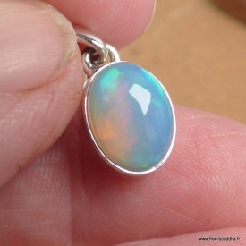 Pendentif argent 925 Opale éthiopienne multicolore - Bijoux en Opale Ethiopienne