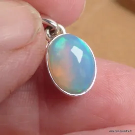 Pendentif argent 925 Opale éthiopienne multicolore - Bijoux en Opale Ethiopienne