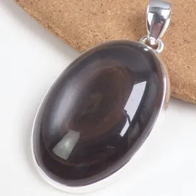 Pendentif obsidienne œil céleste marron nacré – Bijou argent - Bijoux en Obsidienne Oeil Céleste