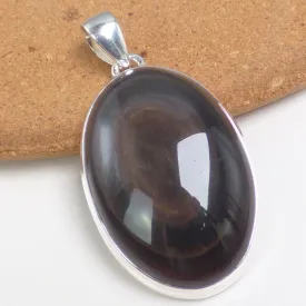 Pendentif obsidienne œil céleste marron nacré – Bijou argent - Bijoux en Obsidienne Oeil Céleste