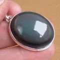 Pendentif Obsidienne Œil Céleste Vert – Argent 925