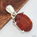 Pendentif Grenat Hessonite facetté pierre ovale - Pendentifs pierres naturelles