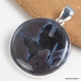 Pendentif Gabbro indigo Merlinite ronde - Bijoux en Merlinite Mystique Gabbro