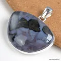 Pendentif Gabbro indigo Merlinite semi-ronde - Pendentifs pierres naturelles