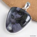 Pendentif Gabbro indigo Merlinite mystique semi-ovale - Pendentifs pierres naturelles