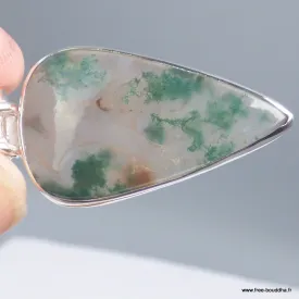 Pendentif Agate mousse et Grenat facetté - Bijoux en Agate Mousse