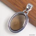 Pendentif Quartz fumé cabochon ovale argent 925 - Bijoux en Quartz Fumé