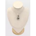 Pendentif Bois de Cacahuétier rectangulaire, argent 925 - Bijoux Pierres Naturelles