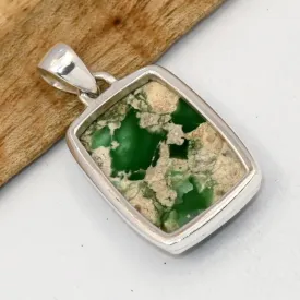 Pendentif Variscite rectangulaire vert malachite - Bijoux en Variscite