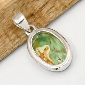 Petit pendentif Variscite Australienne ovale argent 925 - Bijoux en Variscite