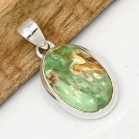 Petit pendentif Variscite Australienne ovale argent 925 - Bijoux en Variscite