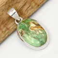 Petit pendentif Variscite Australienne ovale argent 925 - Bijoux en Variscite