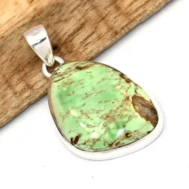 Pendentif Variscite Australienne forme libre argent 925 - Bijoux en Variscite