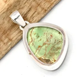Pendentif Variscite Australienne forme libre argent 925 - Bijoux en Variscite
