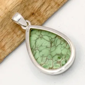 Grand Pendentif Variscite Australienne goutte vert tendre - Bijoux en Variscite