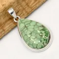 Grand Pendentif Variscite Australienne goutte vert tendre - Bijoux en Variscite