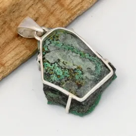 Rare pendentif Atacamite brute du Chili argent 925 - Bijoux en Atacamite