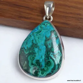 Pendentif Malachite Chrysocolle forme goutte - Pendentifs pierres naturelles