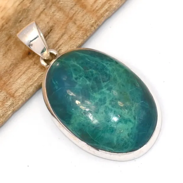 Pendentif Malachite Chrysocolle forme ovale en argent - Pendentifs pierres naturelles