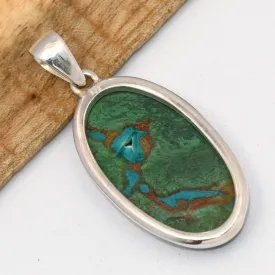 Pendentif ovale Malachite Chrysocolle péruvienne 5,1 cm - Bijoux en Malachite Chrysocolle