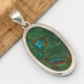 Pendentif ovale Malachite Chrysocolle péruvienne 5,1 cm - Bijoux en Malachite Chrysocolle