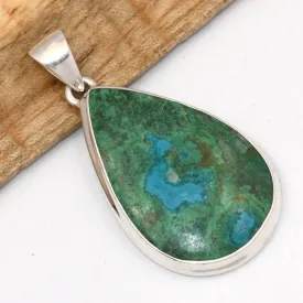 Pendentif goutte Malachite Chrysocolle péruvienne 4,6 cm - Bijoux en Malachite Chrysocolle