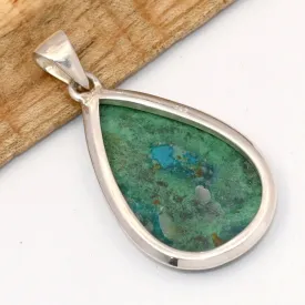 Pendentif goutte Malachite Chrysocolle péruvienne 4,6 cm - Bijoux en Malachite Chrysocolle