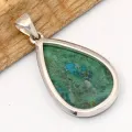 Pendentif goutte Malachite Chrysocolle péruvienne 4,6 cm - Bijoux en Malachite Chrysocolle