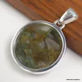 Pendentif rond Jaspe Héliotrope naturel - Argent 925 - Bijoux en Jaspe Sanguin Héliotrope