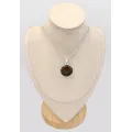 Pendentif rond Jaspe Héliotrope naturel - Argent 925 - Bijoux en Jaspe Sanguin Héliotrope