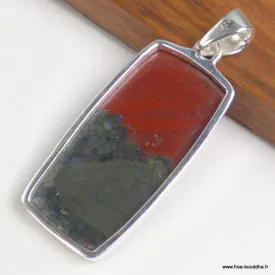 Grand pendentif Jaspe Héliotrope - Sang du dragon - Bijoux en Jaspe Sanguin Héliotrope