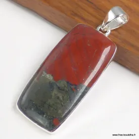 Grand pendentif Jaspe Héliotrope - Sang du dragon - Bijoux en Jaspe Sanguin Héliotrope