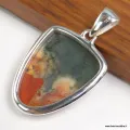 Pendentif Jaspe Héliotrope - Sang du dragon semi-ovale - Bijoux en Jaspe Sanguin Héliotrope