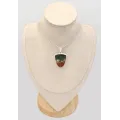 Pendentif Jaspe Héliotrope - Sang du dragon semi-ovale - Bijoux en Jaspe Sanguin Héliotrope