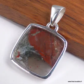 Pendentif Carré Jaspe Héliotrope Sang du Dragon - Argent 925