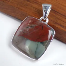 Pendentif Carré Jaspe Héliotrope Sang du Dragon - Argent 925