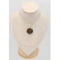 Jaspe Héliotrope Sang du Dragon - Gros Pendentif Rond Argent 925