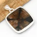 Grand Pendentif carré en Chiastolite Andalousite - Bijoux en Chiastolite